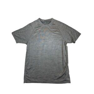 HOTWORX Mens Performance T-Shirt Grey Space Dye Heathered Short Sleeve Gym Top M